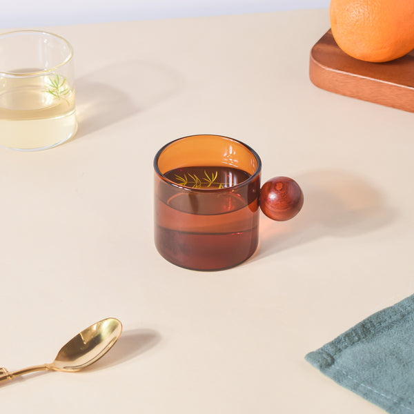 Glass Mug Amber With Knob Handle Small- Tea cup, coffee cup, cup for tea | Cups and Mugs for Office Table & Home Decoration