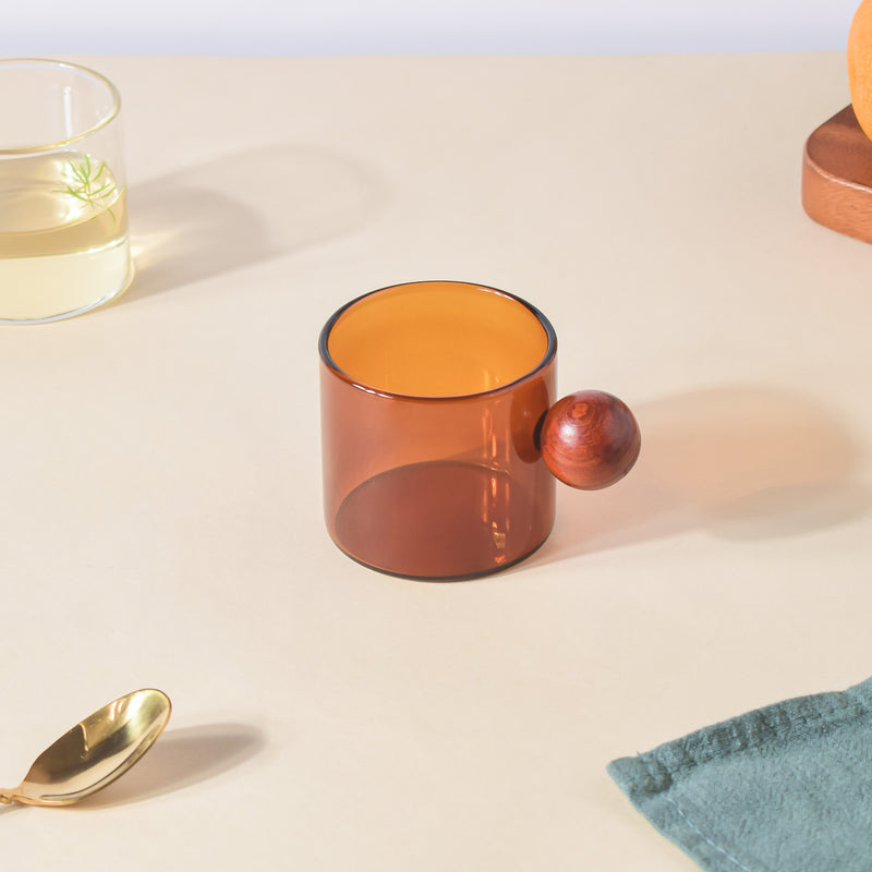 Glass Mug Amber With Knob Handle Small- Tea cup, coffee cup, cup for tea | Cups and Mugs for Office Table & Home Decoration