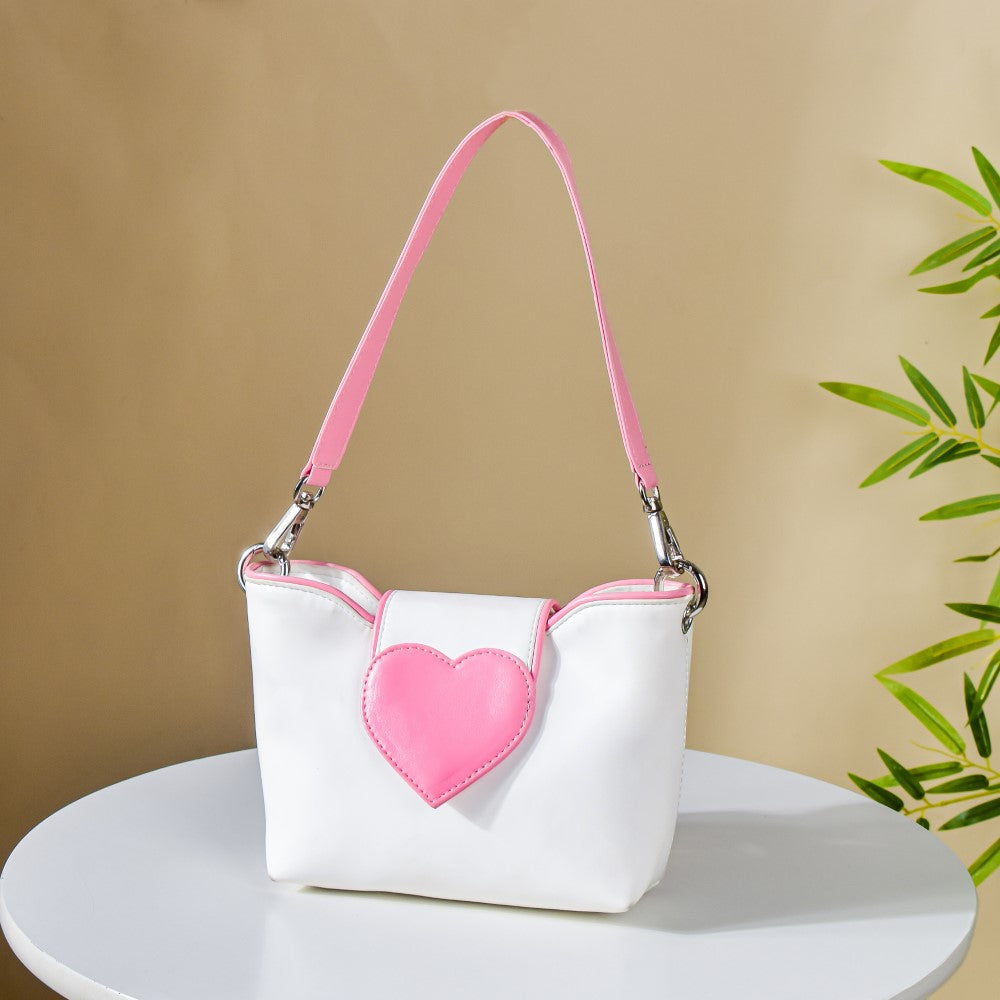 Heart Mini Handbag White And Pink