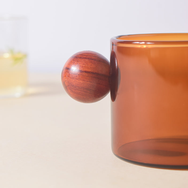 Glass Mug Amber With Knob Handle Small- Tea cup, coffee cup, cup for tea | Cups and Mugs for Office Table & Home Decoration