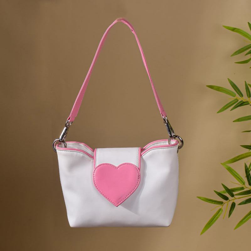 Heart Mini Handbag White And Pink