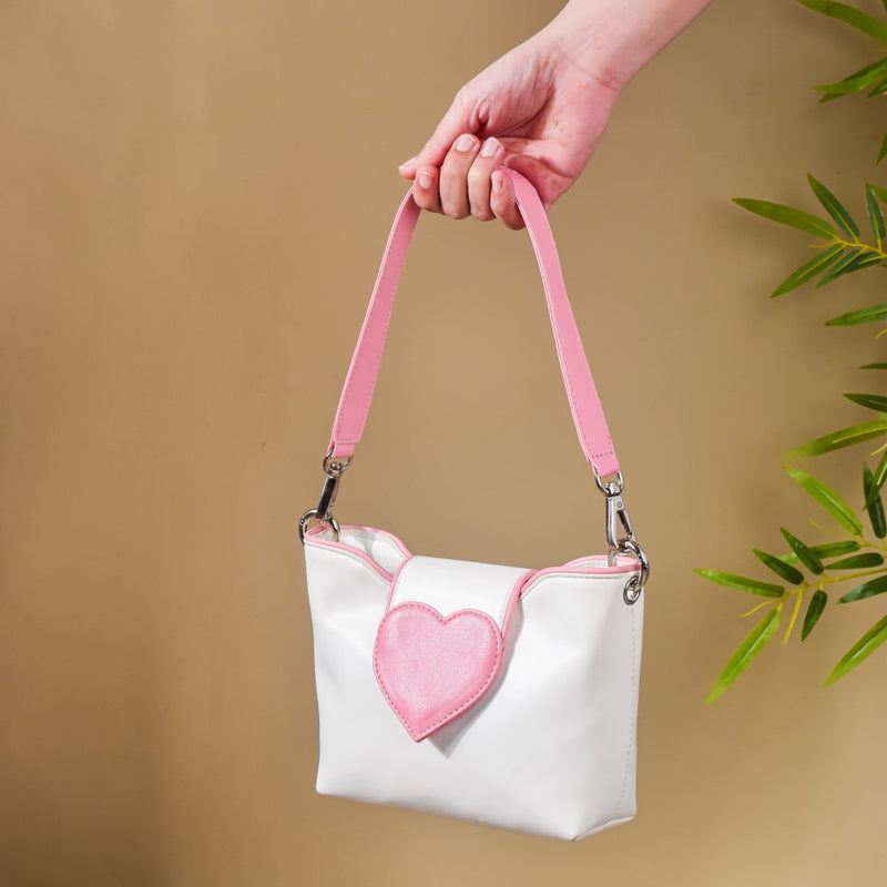 Heart Mini Handbag White And Pink