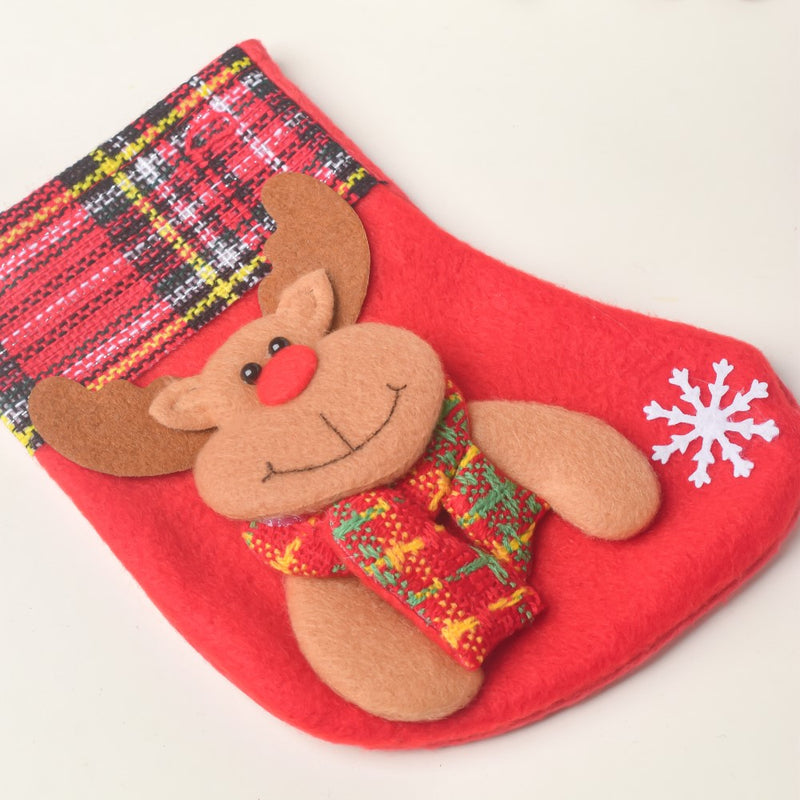 Checkered Red Christmas Stocking For Gifts 6 Inch - Christmas sock for wall decor, tree decor, and gifting | Festive & home decoration ideas