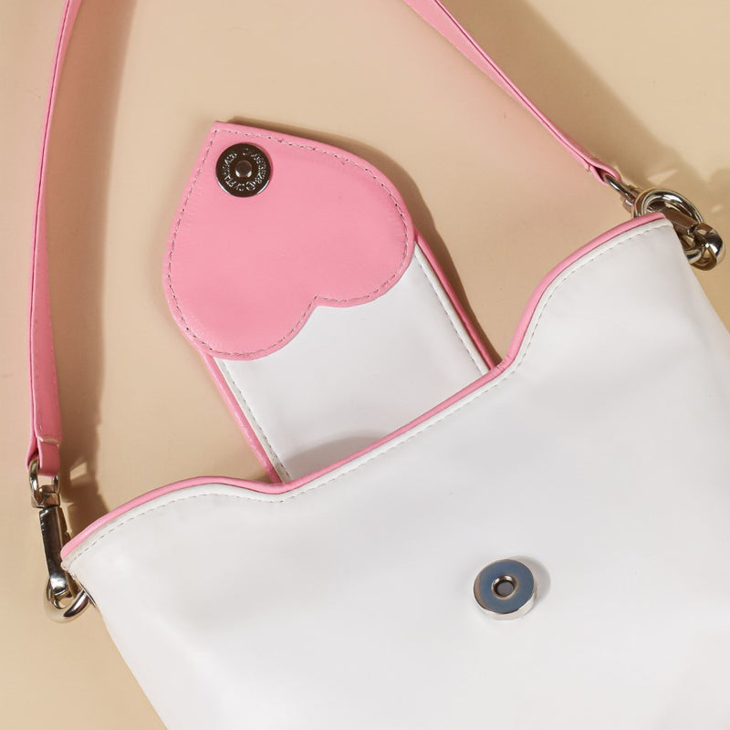 Heart Mini Handbag White And Pink