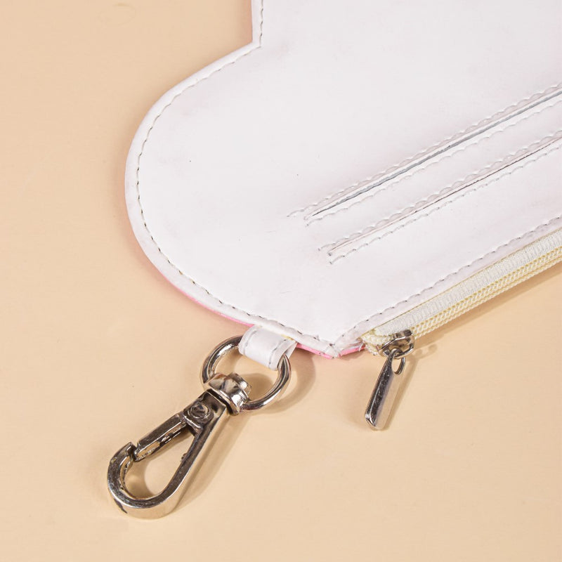Heart Card Holder Coin Purse White And Pink