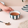 Sailor Striped Green Soup Bowl - Bowl, soup bowl, ceramic bowl, snack bowls, curry bowl, popcorn bowls | Bowls for dining table & home decor