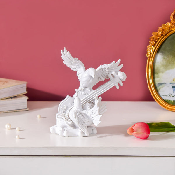 Dove Birds With Violin Decor White - Showpiece | Home decor item | Room decoration item