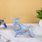 Bull Sculpture Resin Blue 8 Inch - Showpiece | Home decor item | Room decoration item