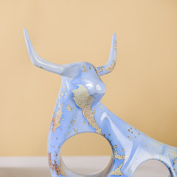Bull Sculpture Resin Blue 8 Inch - Showpiece | Home decor item | Room decoration item