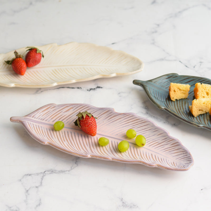 Long Leaf Plate - Ceramic platter, serving platter, fruit platter | Plates for dining table & home decor