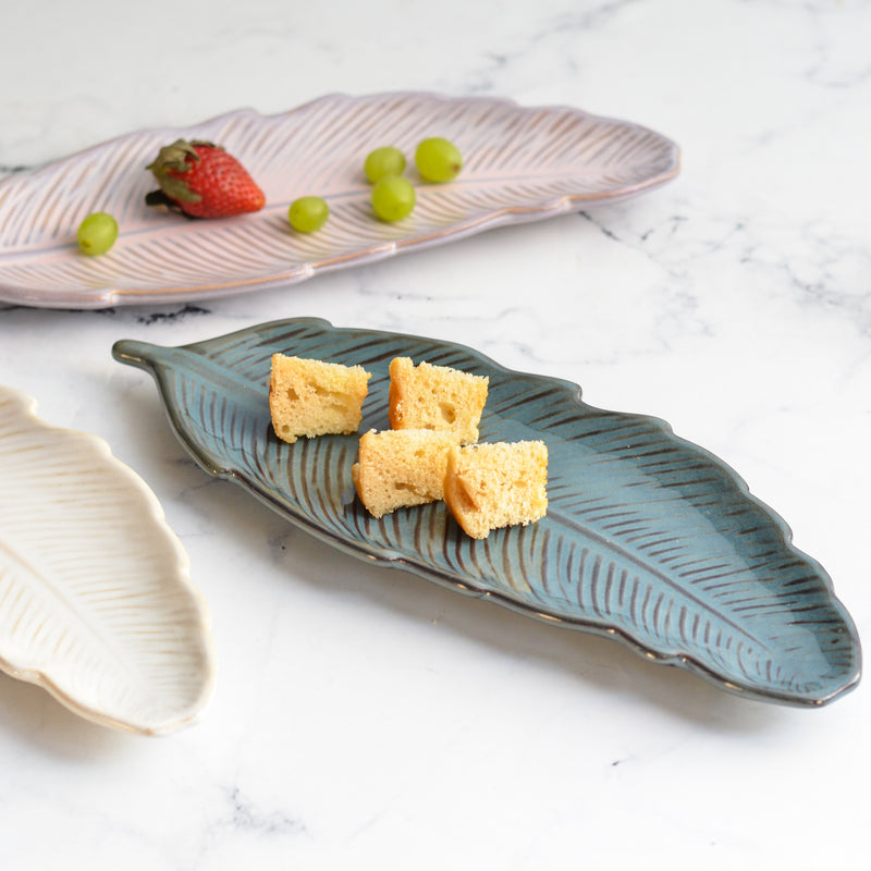 Long Leaf Plate - Ceramic platter, serving platter, fruit platter | Plates for dining table & home decor