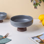 Asphalt Grey Fruit Pedestal Bowl Large - Bowl, ceramic bowl, serving bowls, bowl for snacks, large serving bowl, fruit bowl | Bowls for dining table & home decor