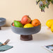 Asphalt Grey Fruit Pedestal Bowl Large - Bowl, ceramic bowl, serving bowls, bowl for snacks, large serving bowl, fruit bowl | Bowls for dining table & home decor