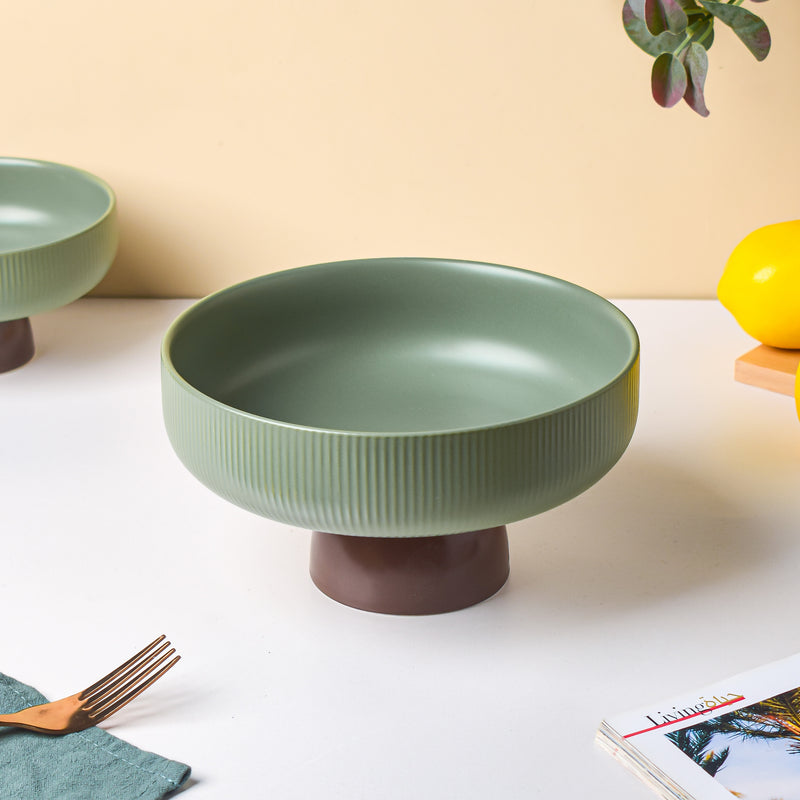 Fern Green Fruit Bowl Large - Bowl, ceramic bowl, serving bowls, bowl for snacks, large serving bowl | Bowls for dining table & home decor