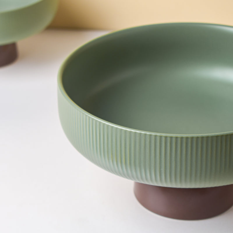 Fern Green Fruit Bowl Large - Bowl, ceramic bowl, serving bowls, bowl for snacks, large serving bowl | Bowls for dining table & home decor