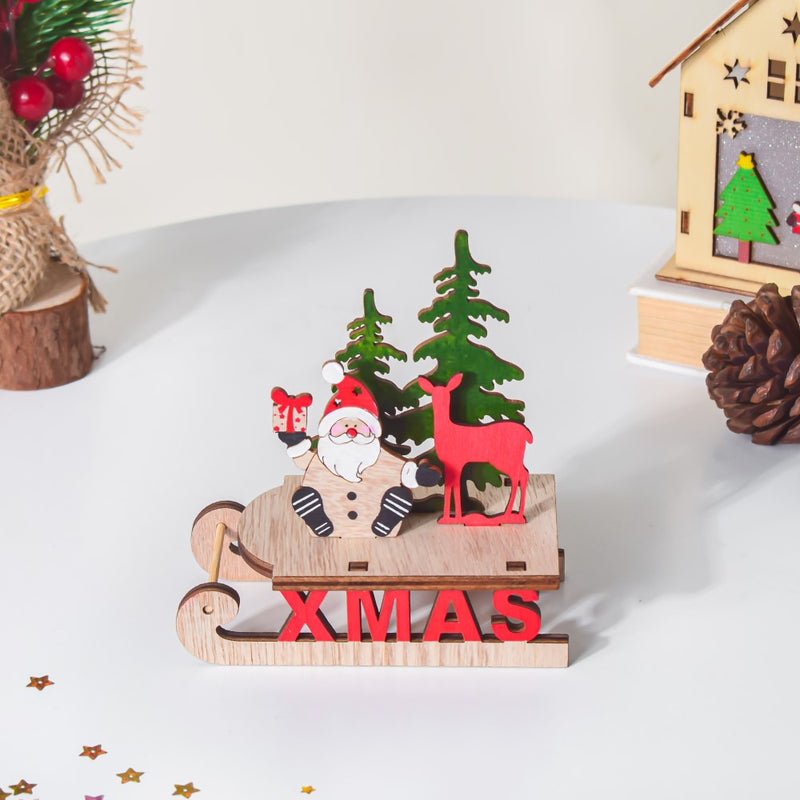 Santa Xmas DIY Wooden Sleigh Decor - Showpiece | Home decor item | Room decoration item