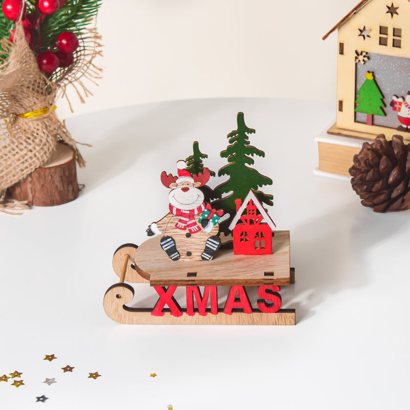 Xmas DIY Wooden Reindeer Sleigh Decor - Showpiece | Home decor item | Room decoration item