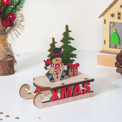 Snowman Sleigh DIY Wooden Christmas Decor - Showpiece | Home decor item | Room decoration item