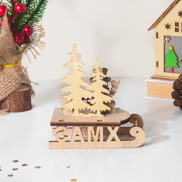 Snowman Sleigh DIY Wooden Christmas Decor - Showpiece | Home decor item | Room decoration item