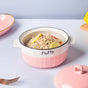 Think Pink Textured Casserole - Serving bowl with lid, ceramic bowls with lids, noodle bowl, curry bowl, oven bowl, soup bowl with handle | Bowls for dining table & home decor