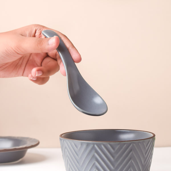 Asphalt Grey Ceramic Soup Spoon