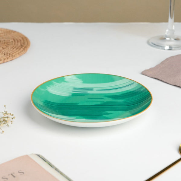 Jazz Decal Ceramic Dessert Plate Green 6 Inch