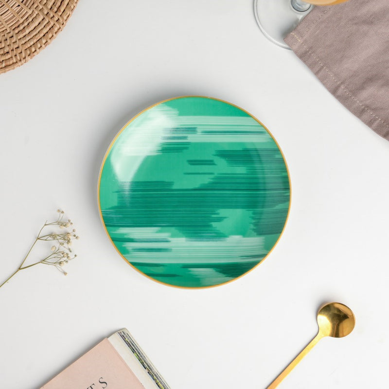 Jazz Decal Ceramic Dessert Plate Green 6 Inch - Serving plate, small plate, snacks plates | Plates for dining table & home decor