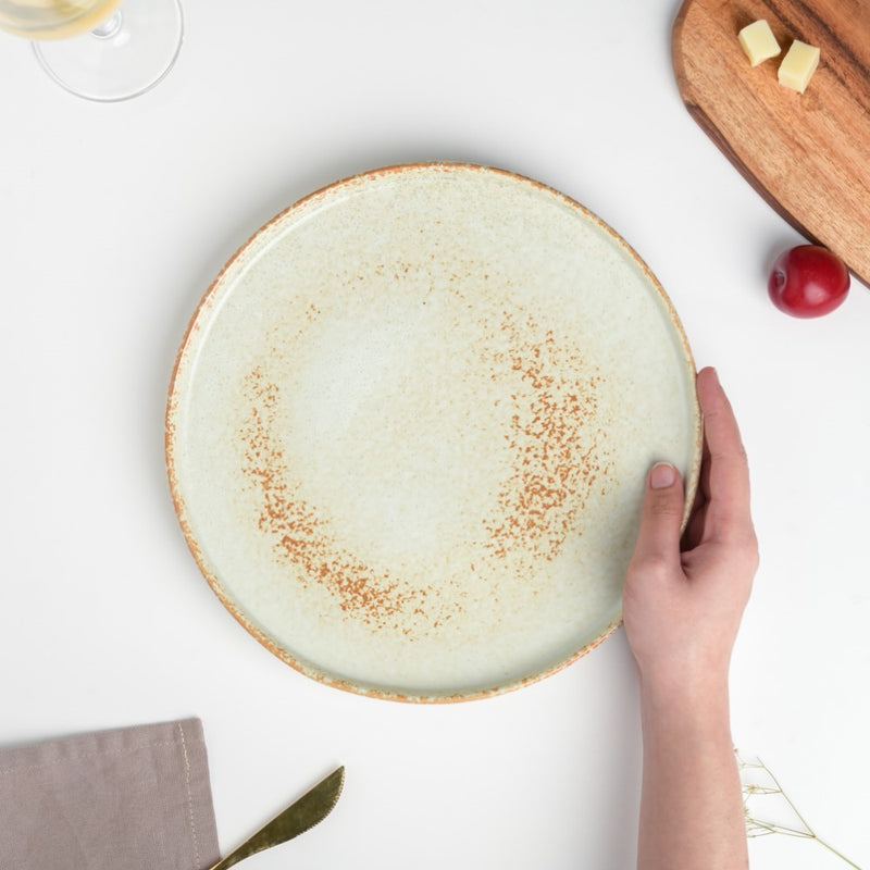 Earthy Stoneware Round Dinner Plate 10 Inch - Serving plate, snack plate, ceramic dinner plates| Plates for dining table & home decor