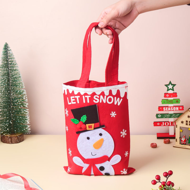 Snowman Christmas Tote Bag Red