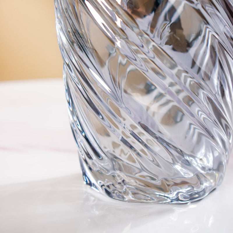 Spiral Glass Flower Vase Grey Small 9 Inch