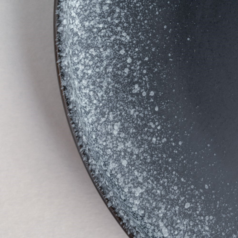 Galaxy Stone Pottery Dinner Plate Black White 10 Inch