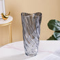 Spiral Glass Flower Vase Grey Large 11 Inch