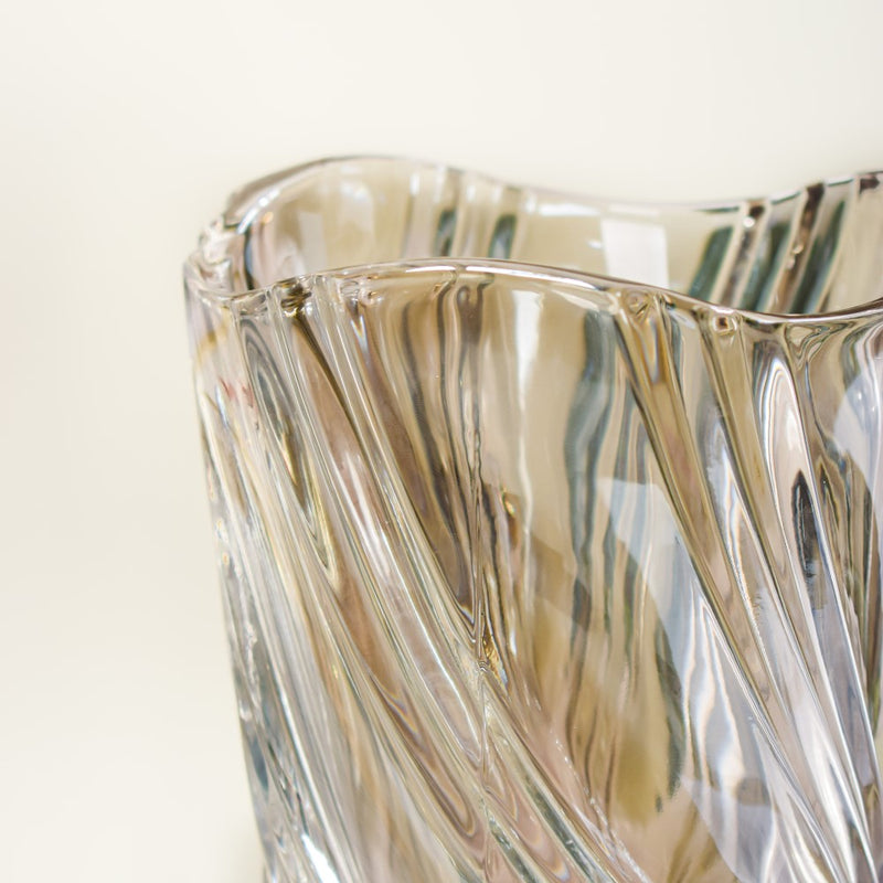 Spiral Glass Flower Vase Amber Small 9 Inch