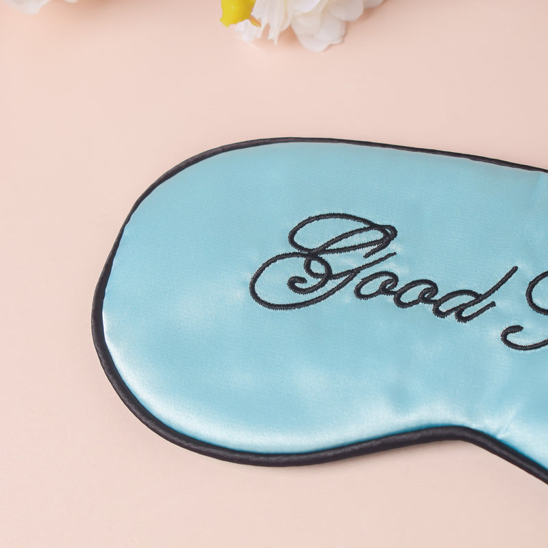 Good Night Sleep Satin Eye Mask Blue