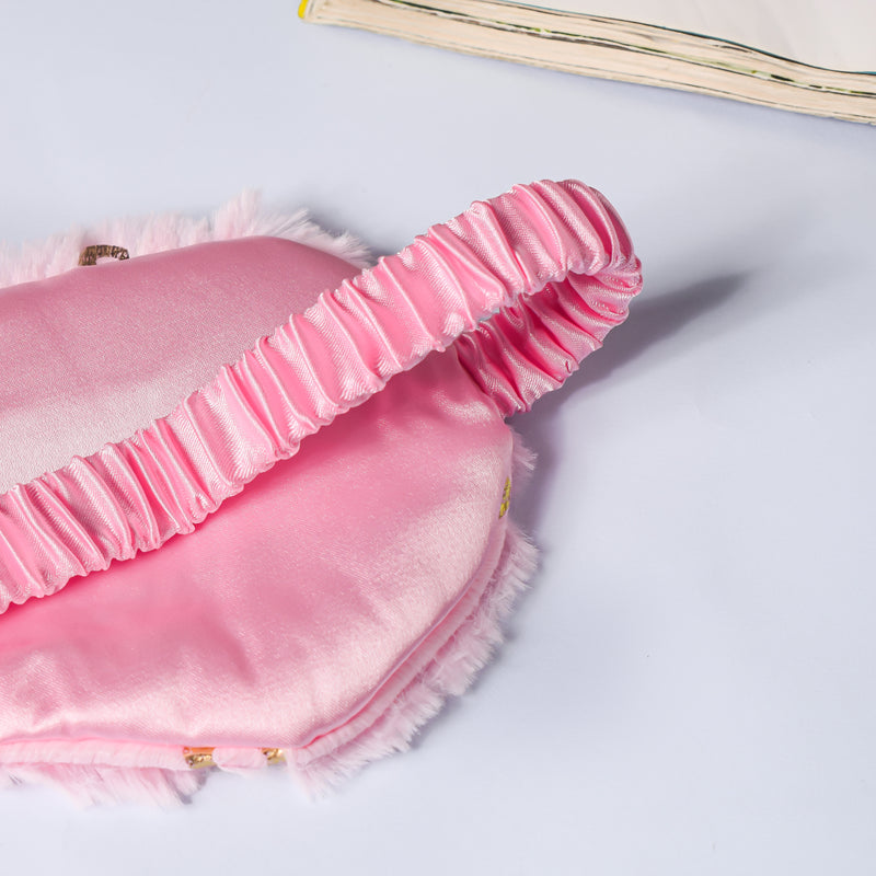 Little Hearts Plush Pink Travel Eye Mask