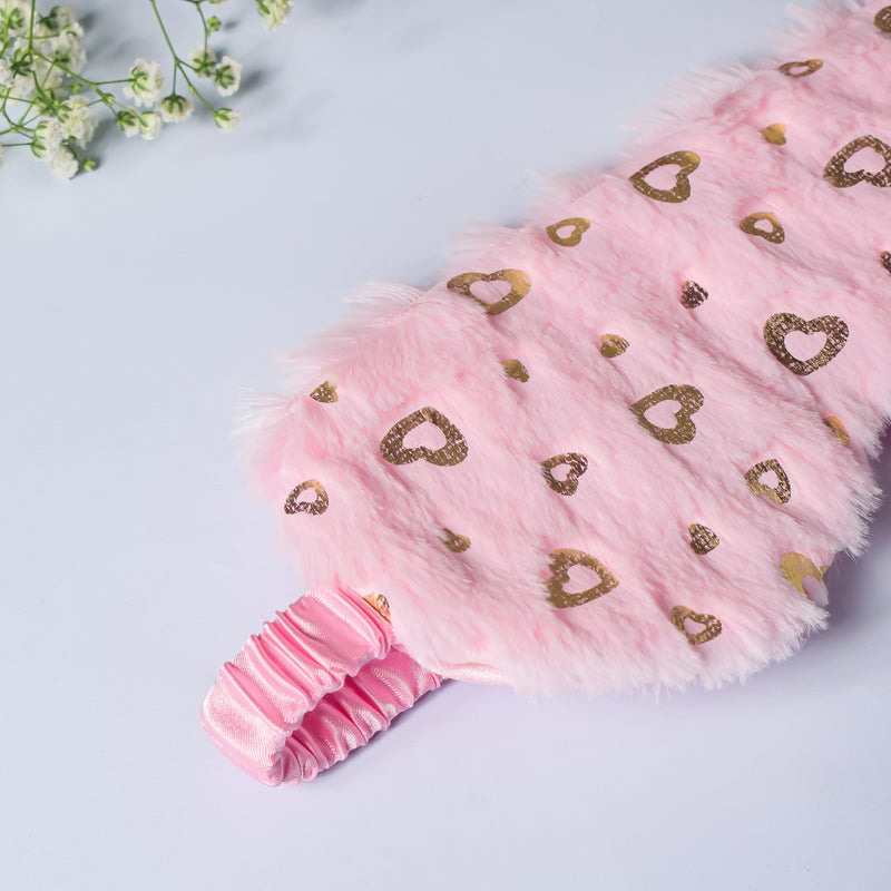 Little Hearts Plush Pink Travel Eye Mask