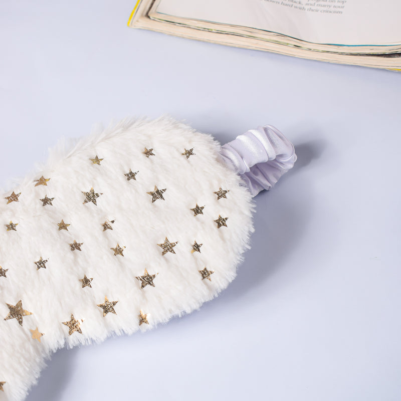 Twinkle Stars Plush White Travel Eye Mask