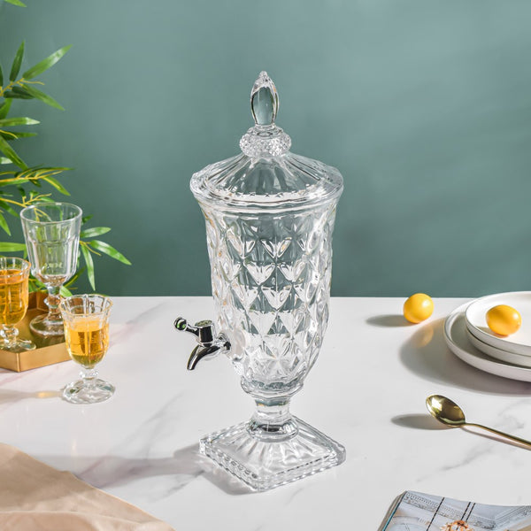 Vintage Diamond Glass Water Dispenser - Water dispenser, juice dispenser, drink dispenser | Dispenser for Dining table & Home decor