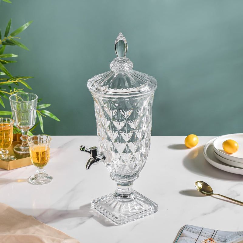 Vintage Diamond Glass Water Dispenser - Water dispenser, juice dispenser, drink dispenser | Dispenser for Dining table & Home decor