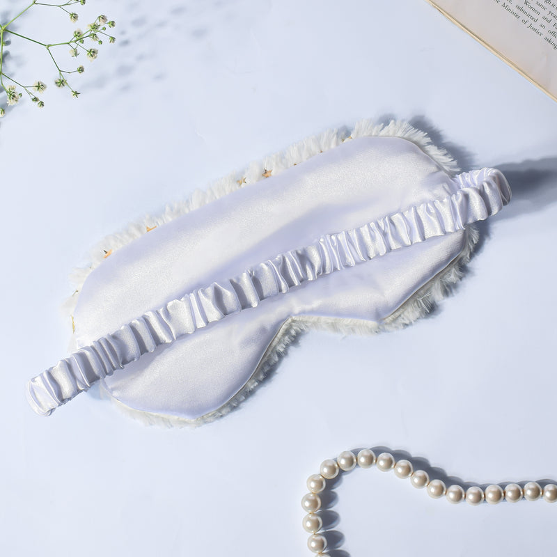 Twinkle Stars Plush White Travel Eye Mask