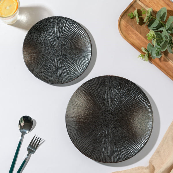 Glazed Texture Snack Plate Black 8 Inch - Serving plate, snack plate, dessert plate | Plates for dining & home decor