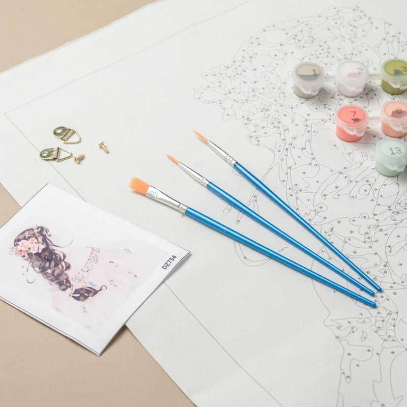 Floral Braided Girl DIY Painting By Numbers Kit