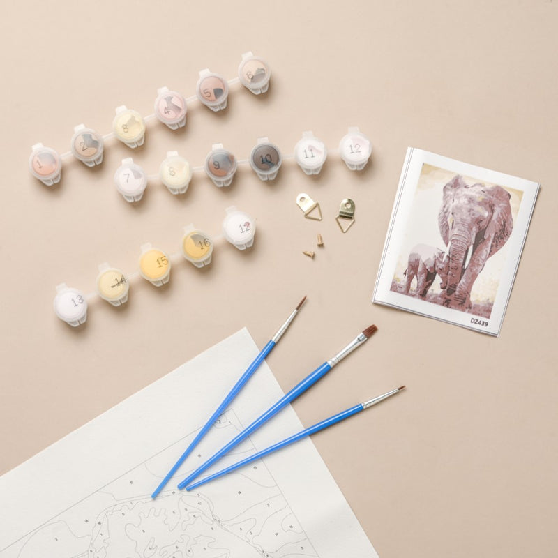 Elephant And Cub DIY Painting By Numbers Kit