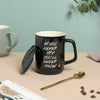 Fix You Black Cup With Lid And Spoon 300 ml- Mug for coffee, tea mug, cappuccino mug | Cups and Mugs for Coffee Table & Home Decor