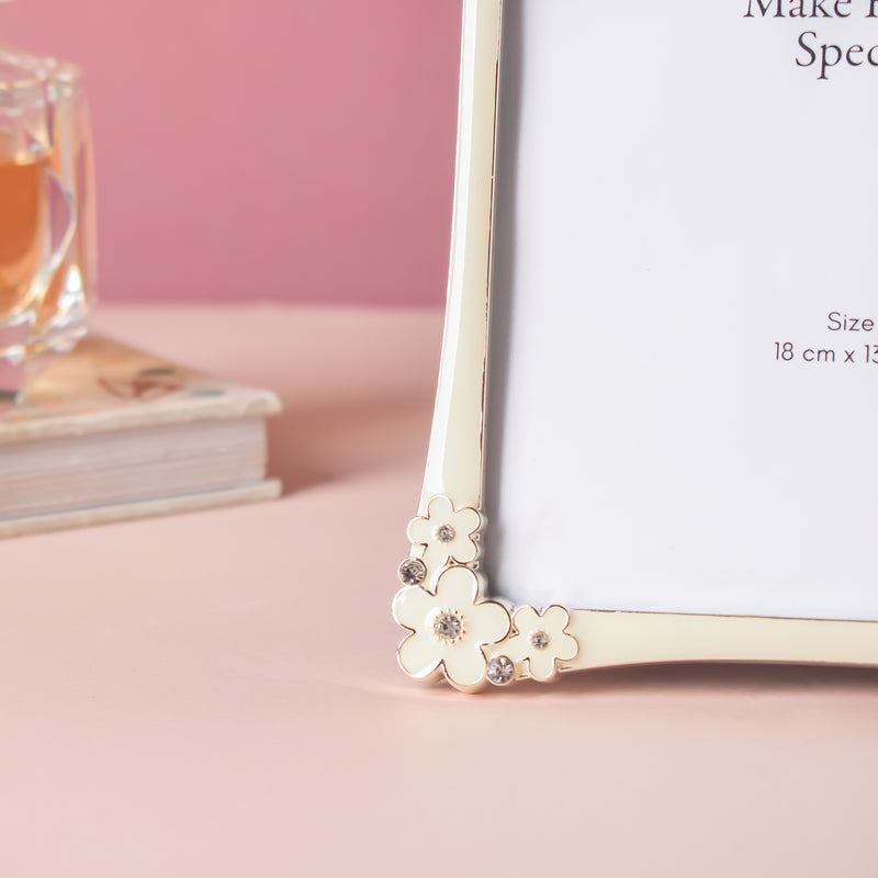Serene White Floral Frame 8 Inch - Picture frames and photo frames online | Home decor online