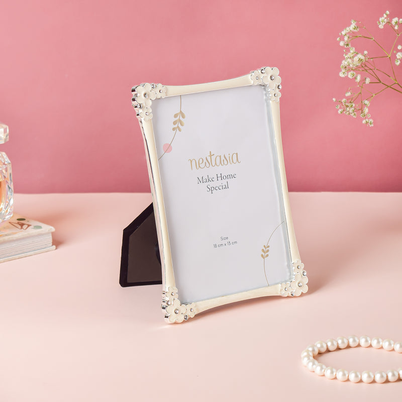 Serene White Floral Frame 8 Inch - Picture frames and photo frames online | Home decor online