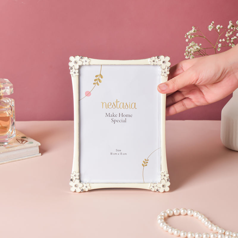 Serene White Floral Frame 8 Inch - Picture frames and photo frames online | Home decor online