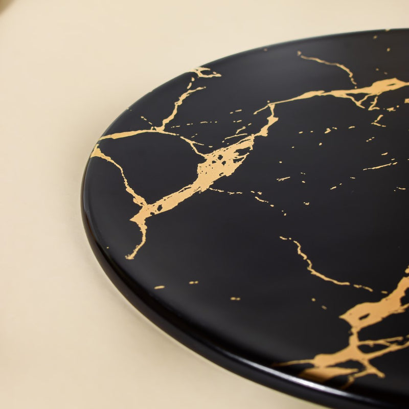 Marble Round Serving Platter Black - Ceramic platter, serving platter, fruit platter | Plates for dining table & home decor