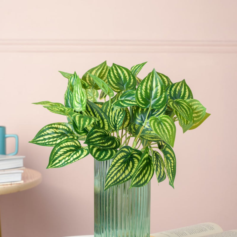 Artificial Peperomia Watermelon Leaves Set Of 2 - Artificial Plant | Flower for vase | Home decor item | Room decoration item