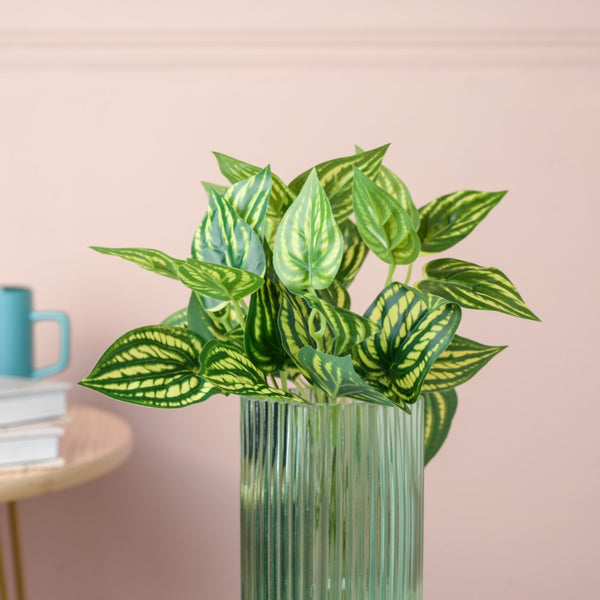 Artificial Peperomia Watermelon Leaves Set Of 2 - Artificial Plant | Flower for vase | Home decor item | Room decoration item